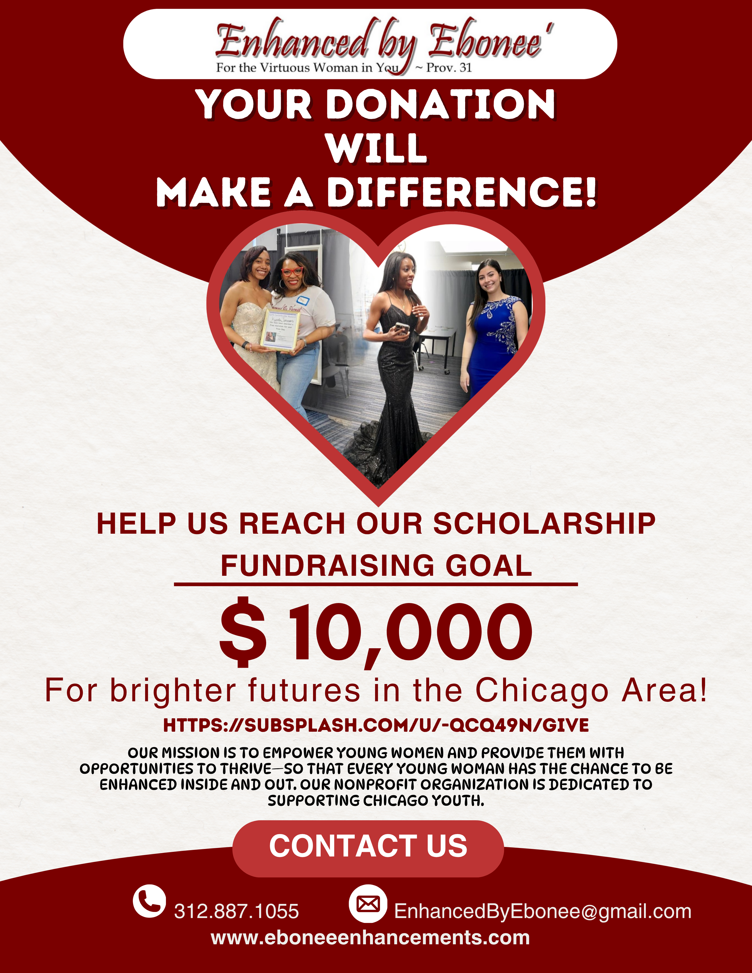 Enhanced by Eboneé, NFP ~ Adult Prom Scholarship Fundraiser - Donations